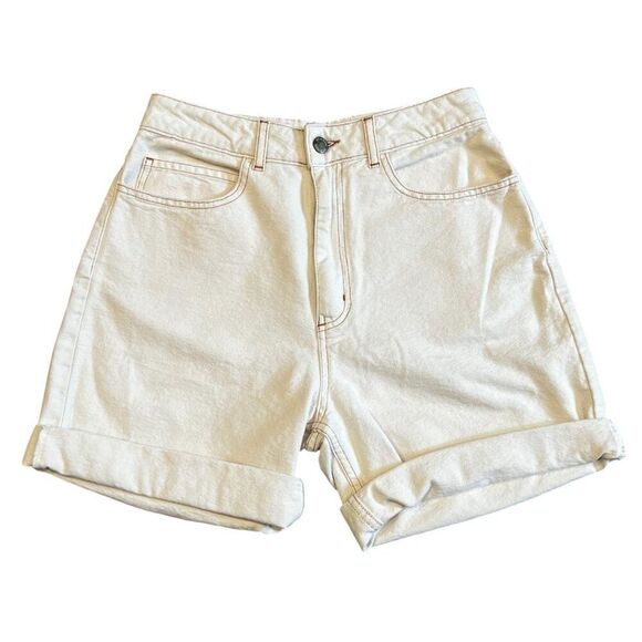 Fin & Vince Women's High Rise Mom Jean Vintage Style Cream Denim Shorts Size 6 - Picture 1 of 5